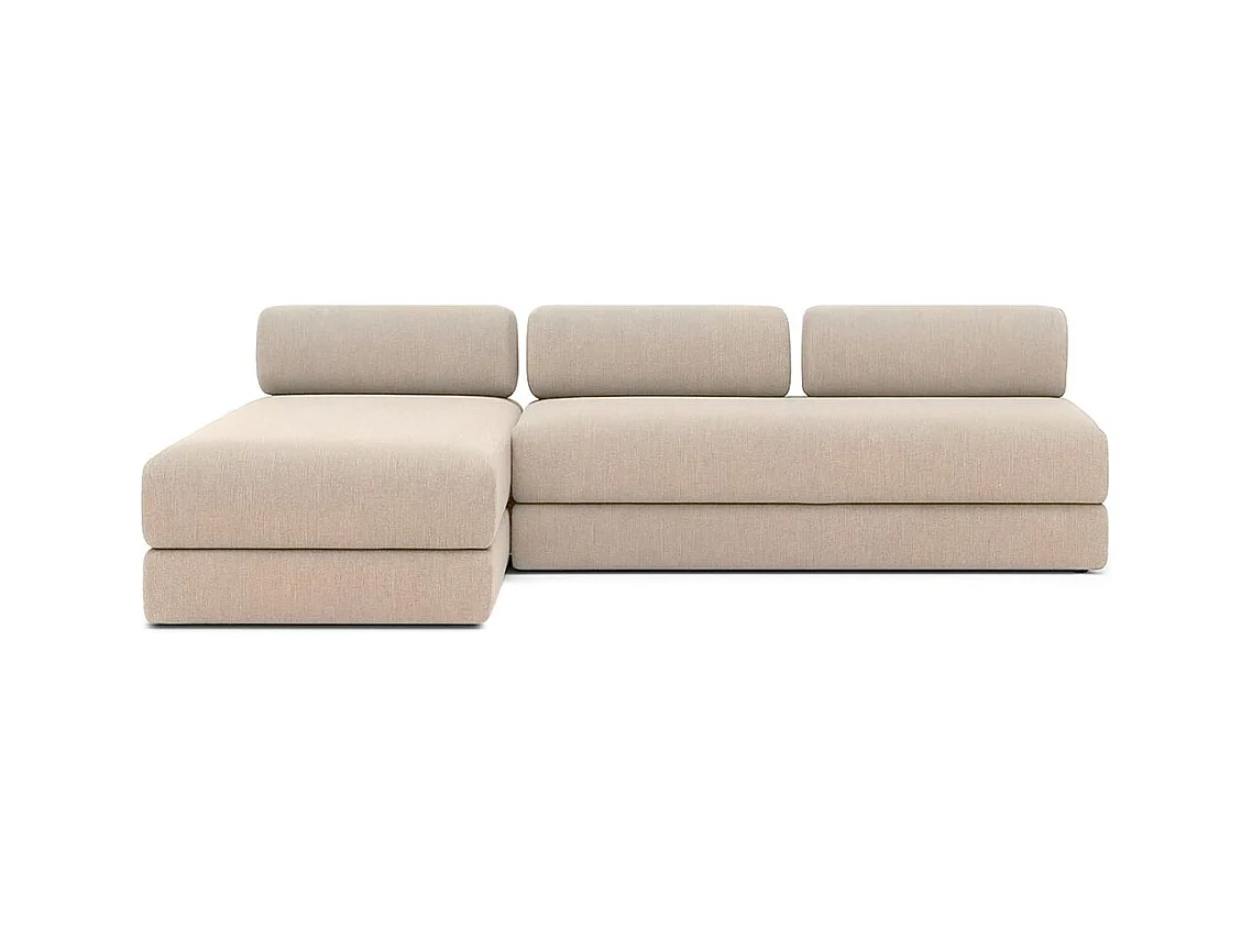 Canapé d'angle modulable et convertible 6 places - Tissu lisse - Beige