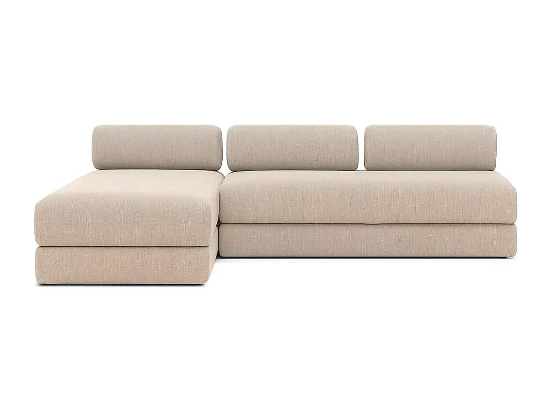 Canapé d'angle modulable et convertible 6 places - Tissu lisse - Beige