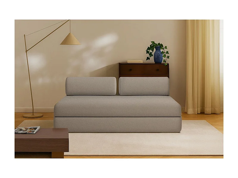 Canapé droit modulable et convertible 3 places - Tissu lisse - Taupe