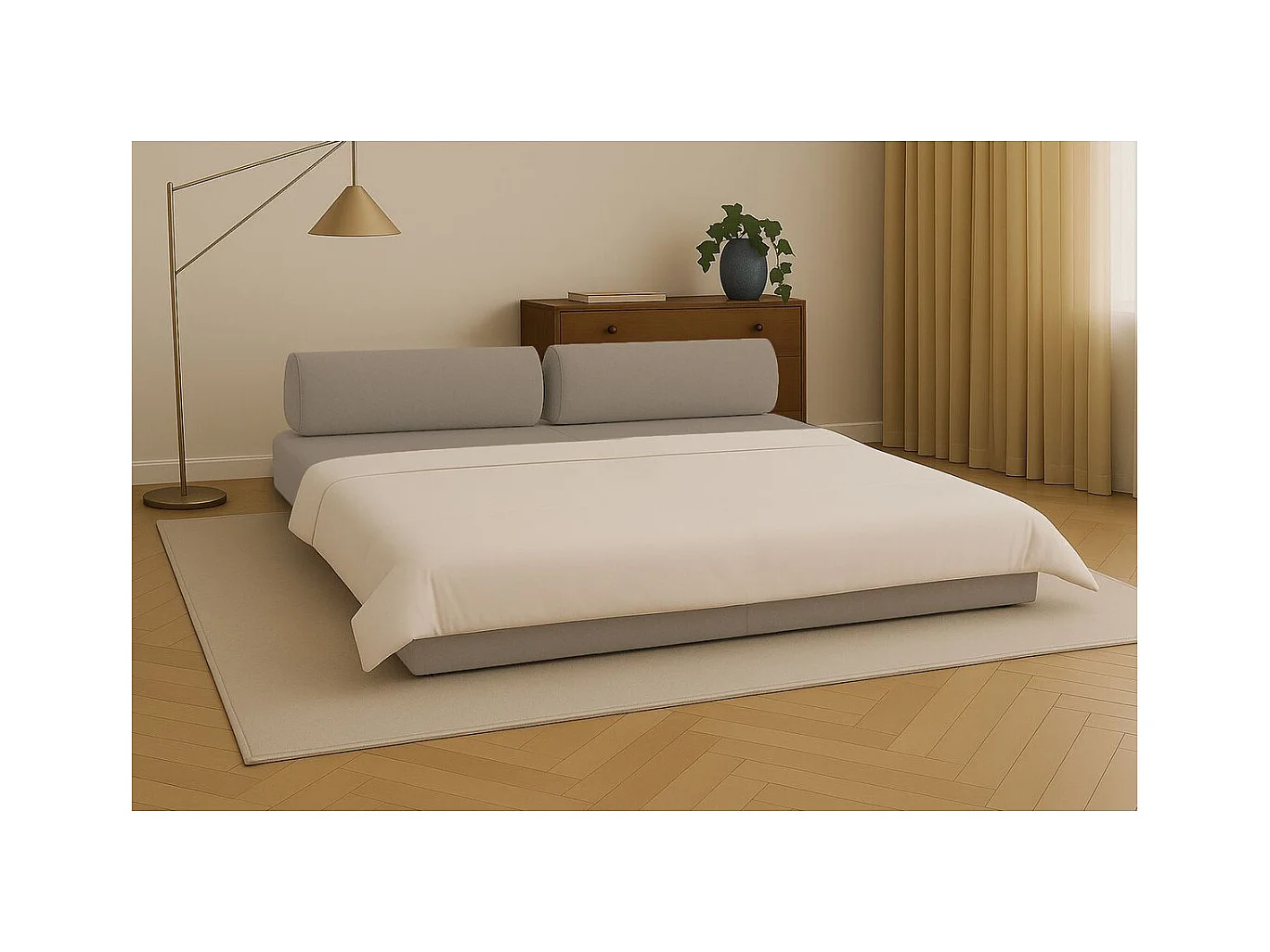Canapé droit modulable et convertible 3 places - Tissu lisse - Taupe