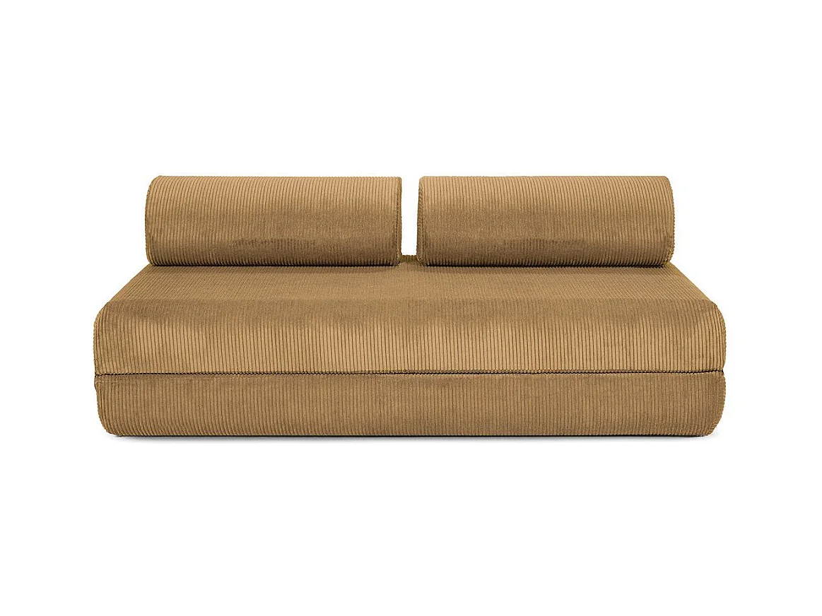 Canapé droit modulable et convertible 3 places - Velours côtelé - Jaune