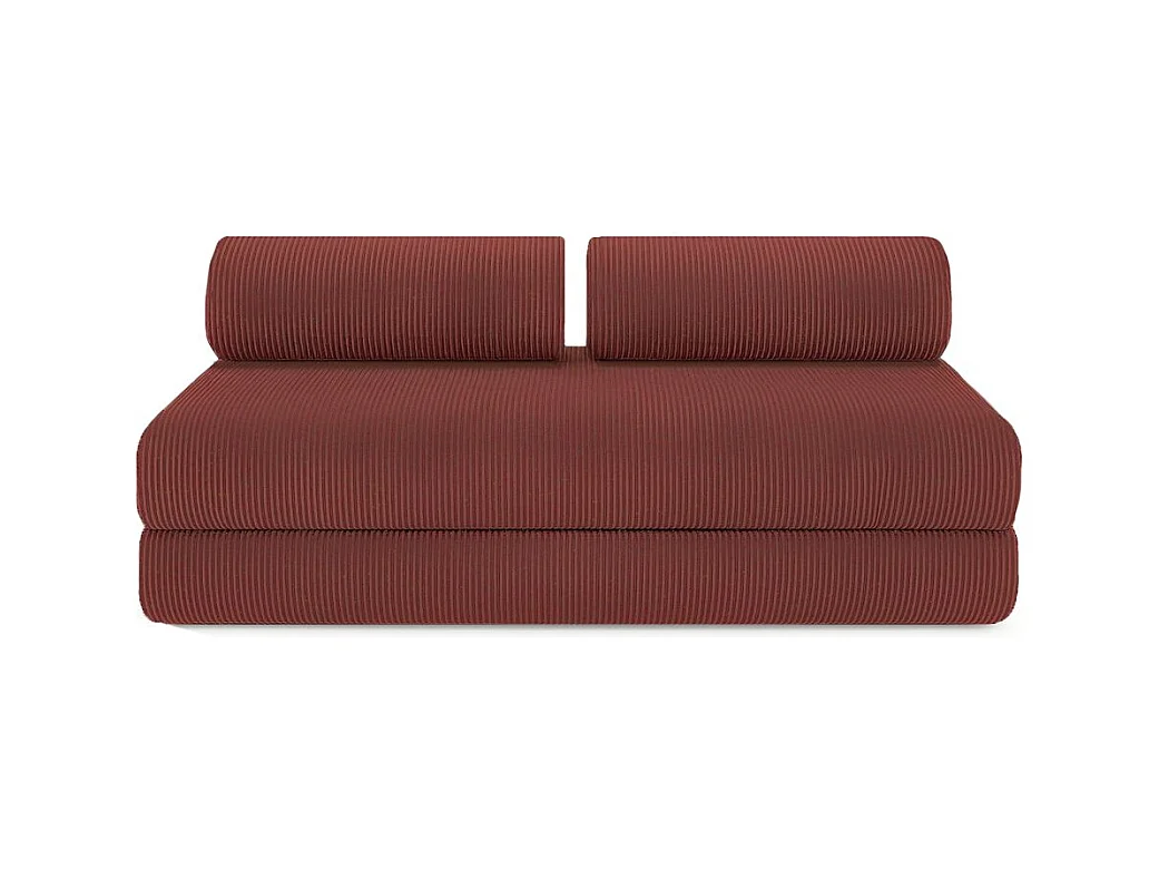 Canapé d'angle modulable et convertible 6 places - Velours côtelé - Rouge