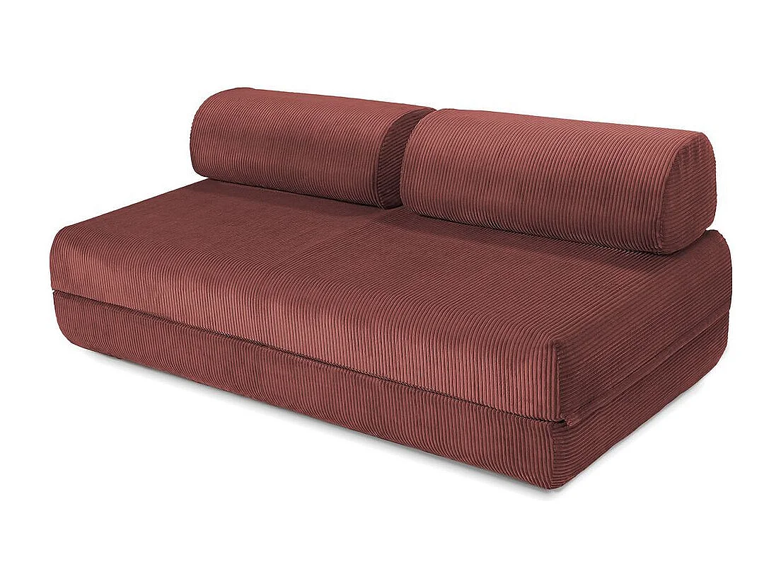 Canapé d'angle modulable et convertible 6 places - Velours côtelé - Rouge