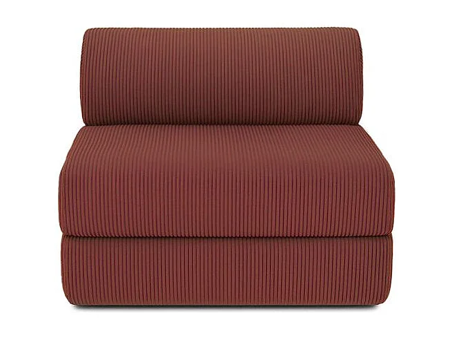 Canapé d'angle modulable et convertible 6 places - Velours côtelé - Rouge