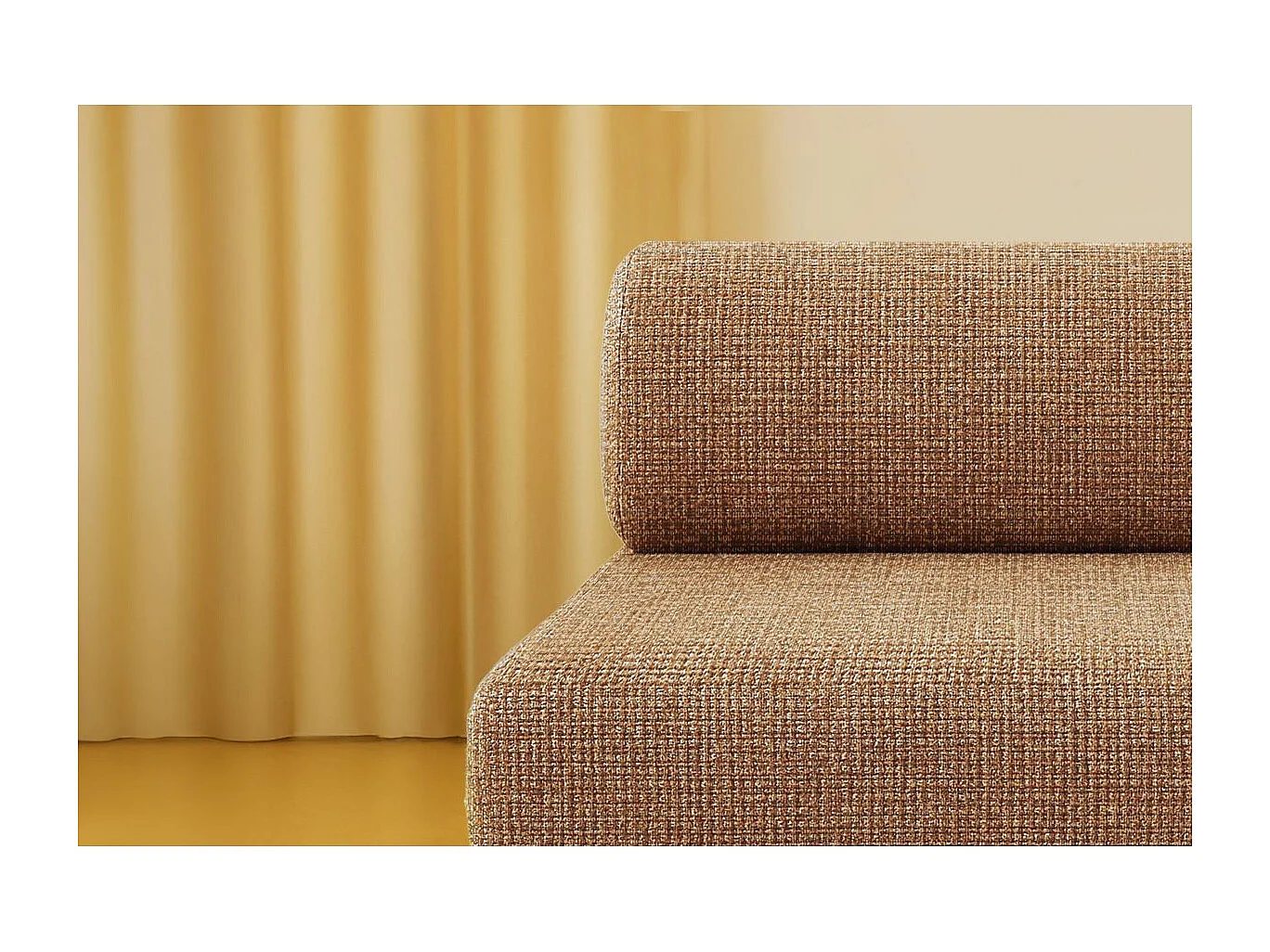 Canapé d'angle modulable et convertible 6 places - Tissu tweed - Marron