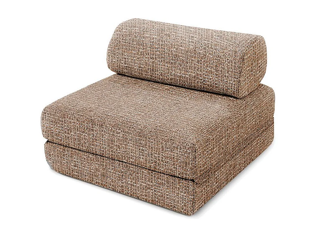 Canapé d'angle modulable et convertible 6 places - Tissu tweed - Marron