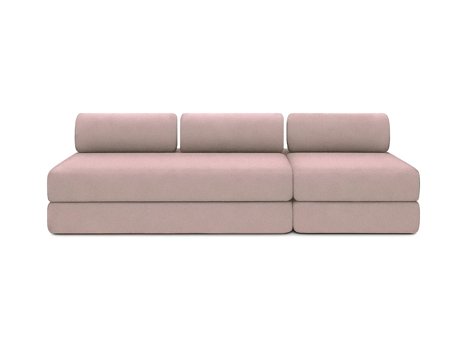 Canapé droit modulable et convertible 4 places - Tissu lisse - Rose