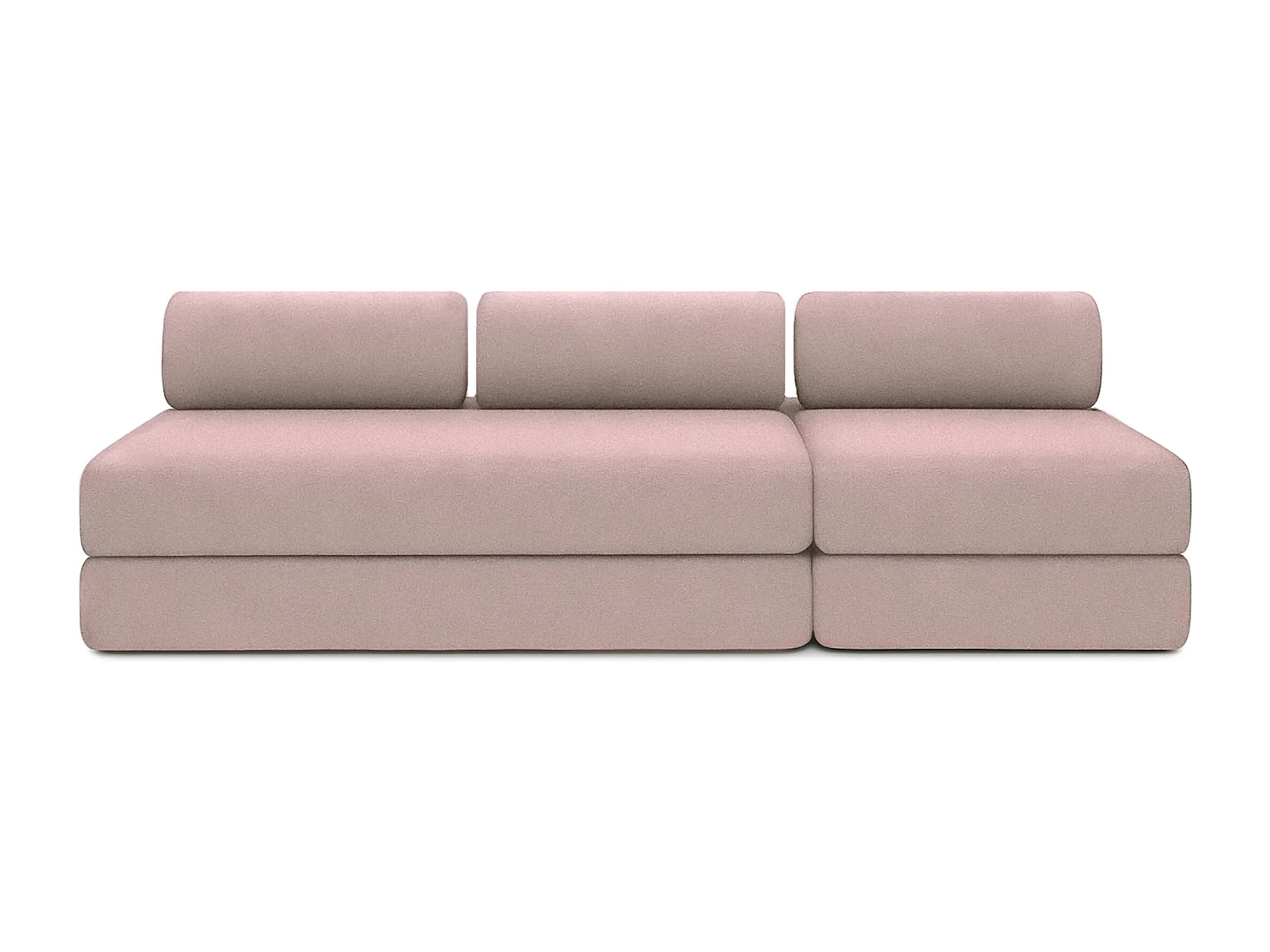Canapé droit modulable et convertible 4 places - Tissu lisse - Rose