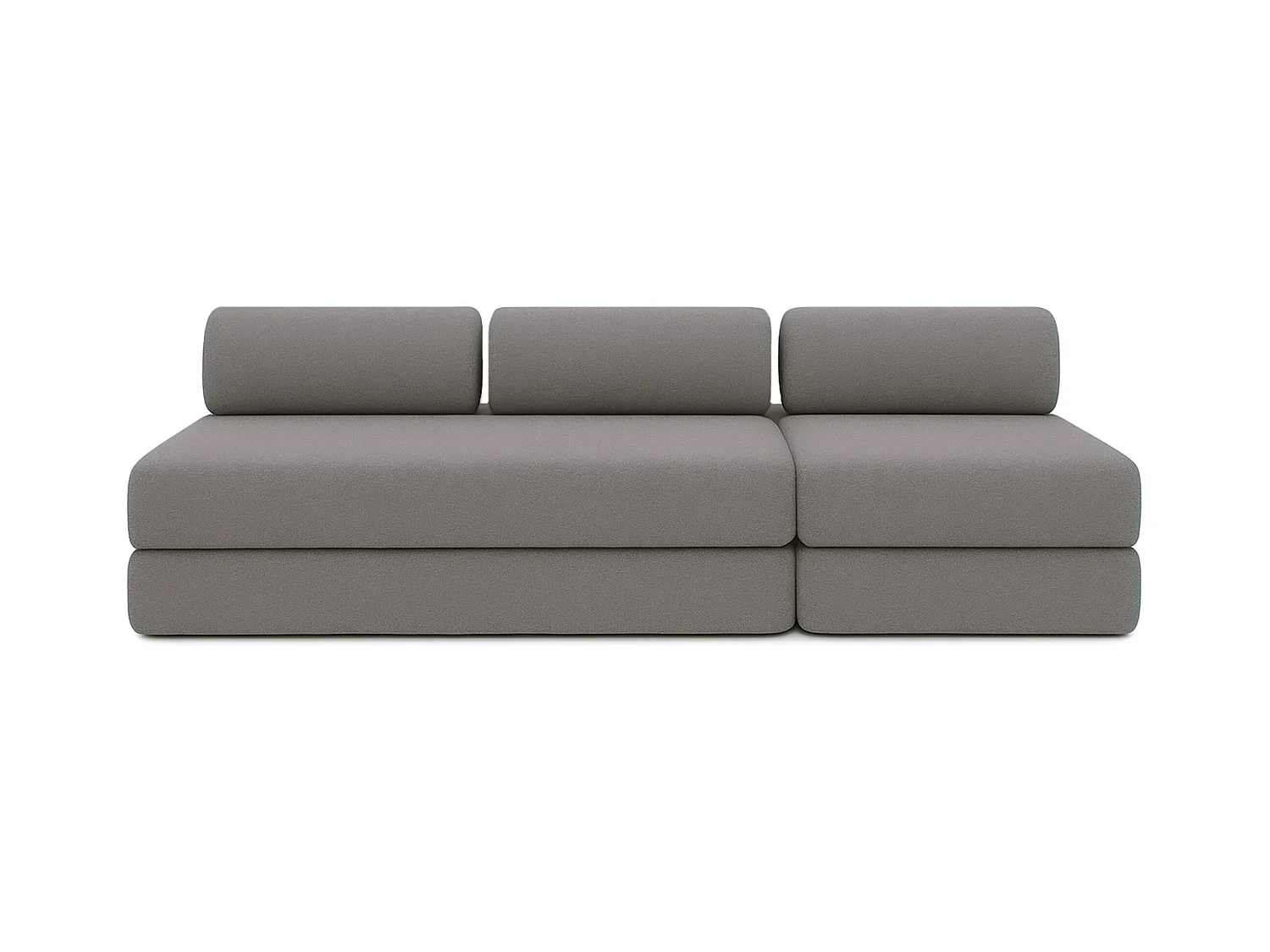 Canapé droit modulable et convertible 4 places - Tissu lisse - Gris