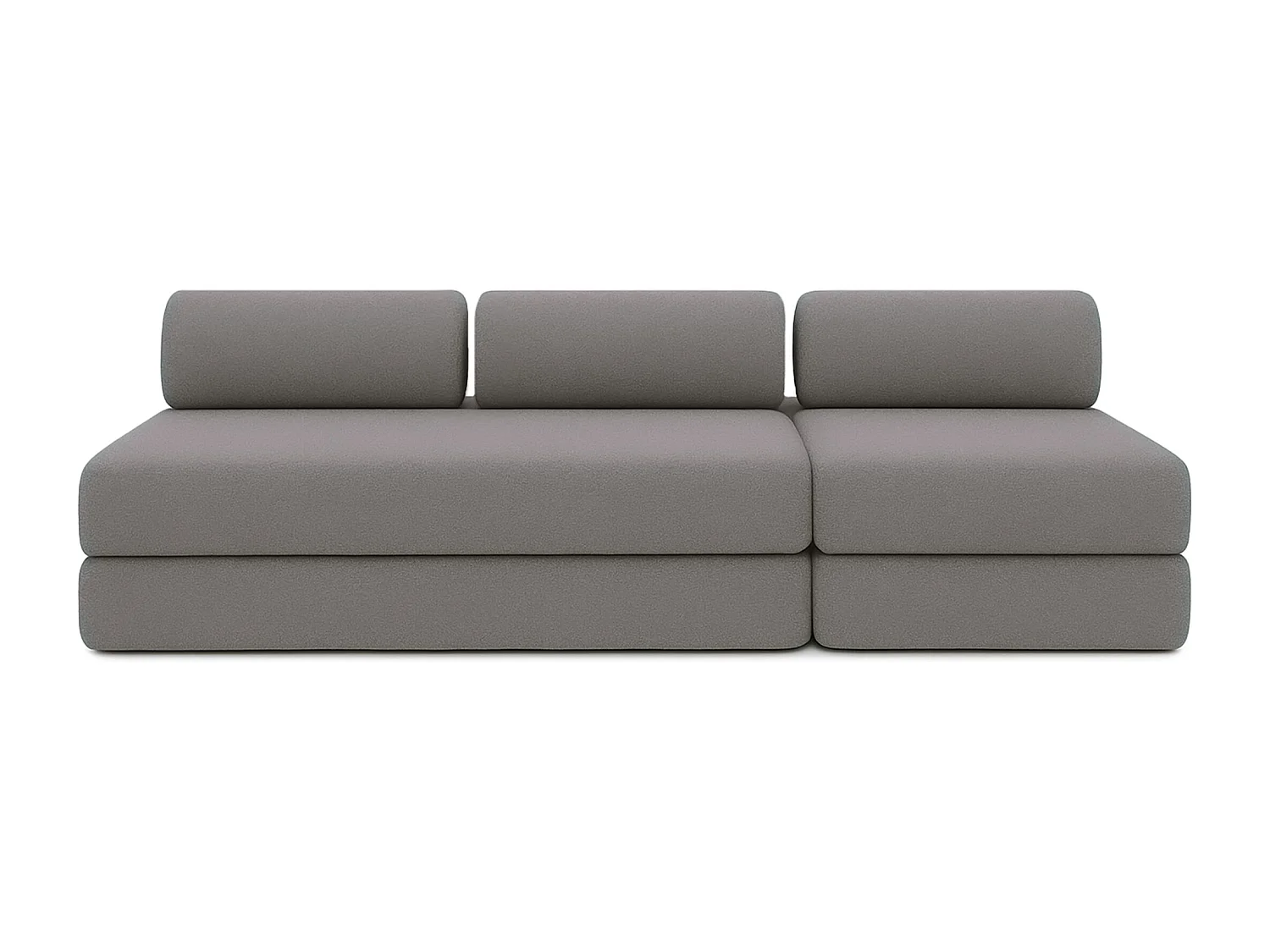 Canapé droit modulable et convertible 4 places - Tissu lisse - Gris