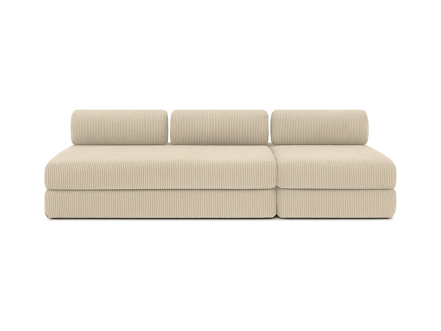 Canapé droit modulable et convertible 4 places - Velours côtelé - Beige