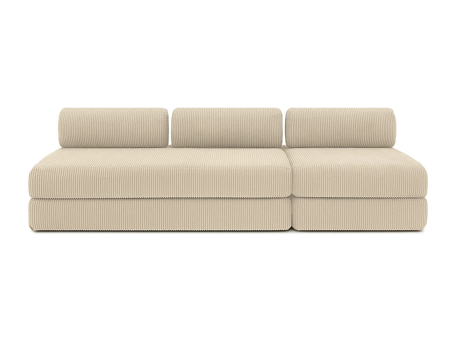 Canapé droit modulable et convertible 4 places - Velours côtelé - Beige