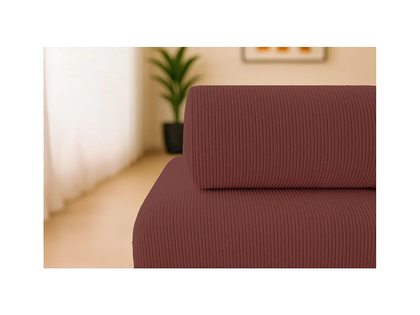 Canapé droit modulable et convertible 5 places - Velours côtelé - Rouge