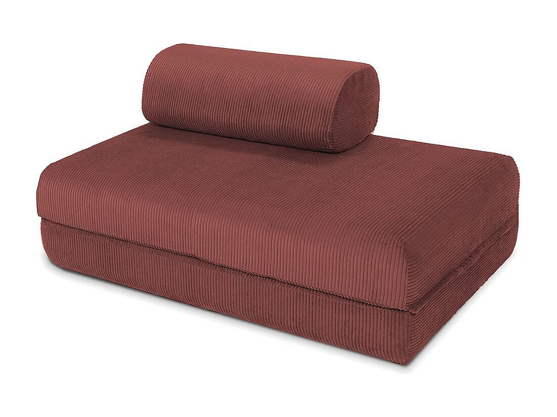 Canapé droit modulable et convertible 5 places - Velours côtelé - Rouge