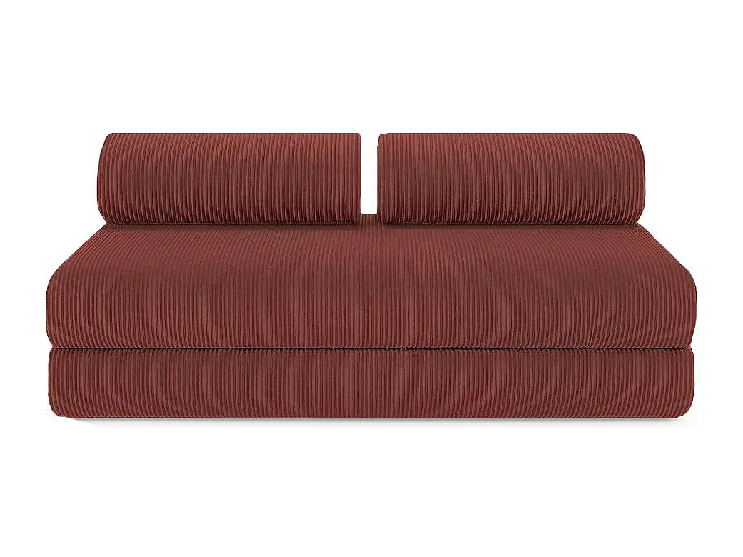 Canapé droit modulable et convertible 5 places - Velours côtelé - Rouge