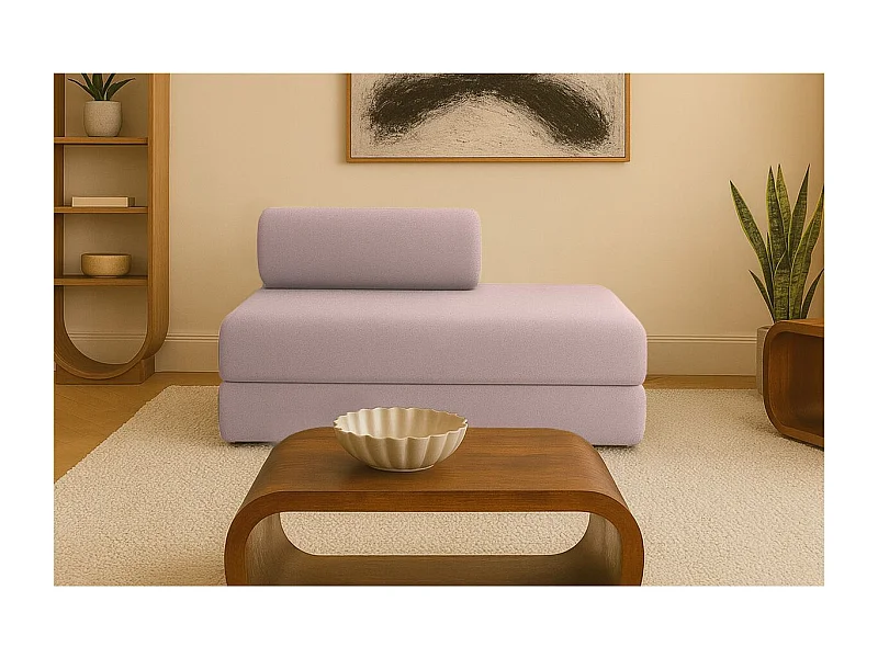 Canapé droit modulable et convertible 2 places - Tissu lisse - Rose