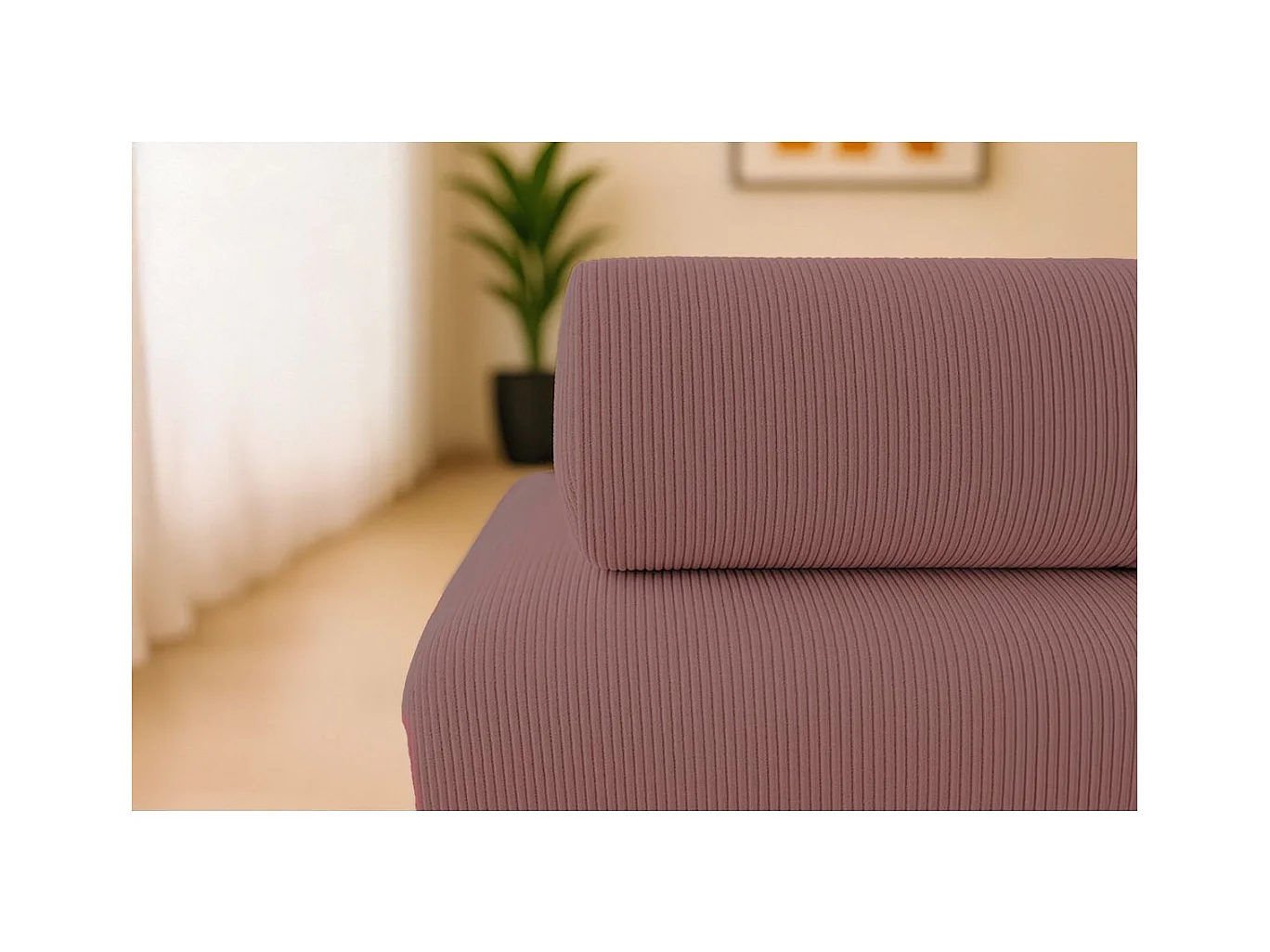 Canapé droit modulable et convertible 3 places - Velours côtelé - Rose