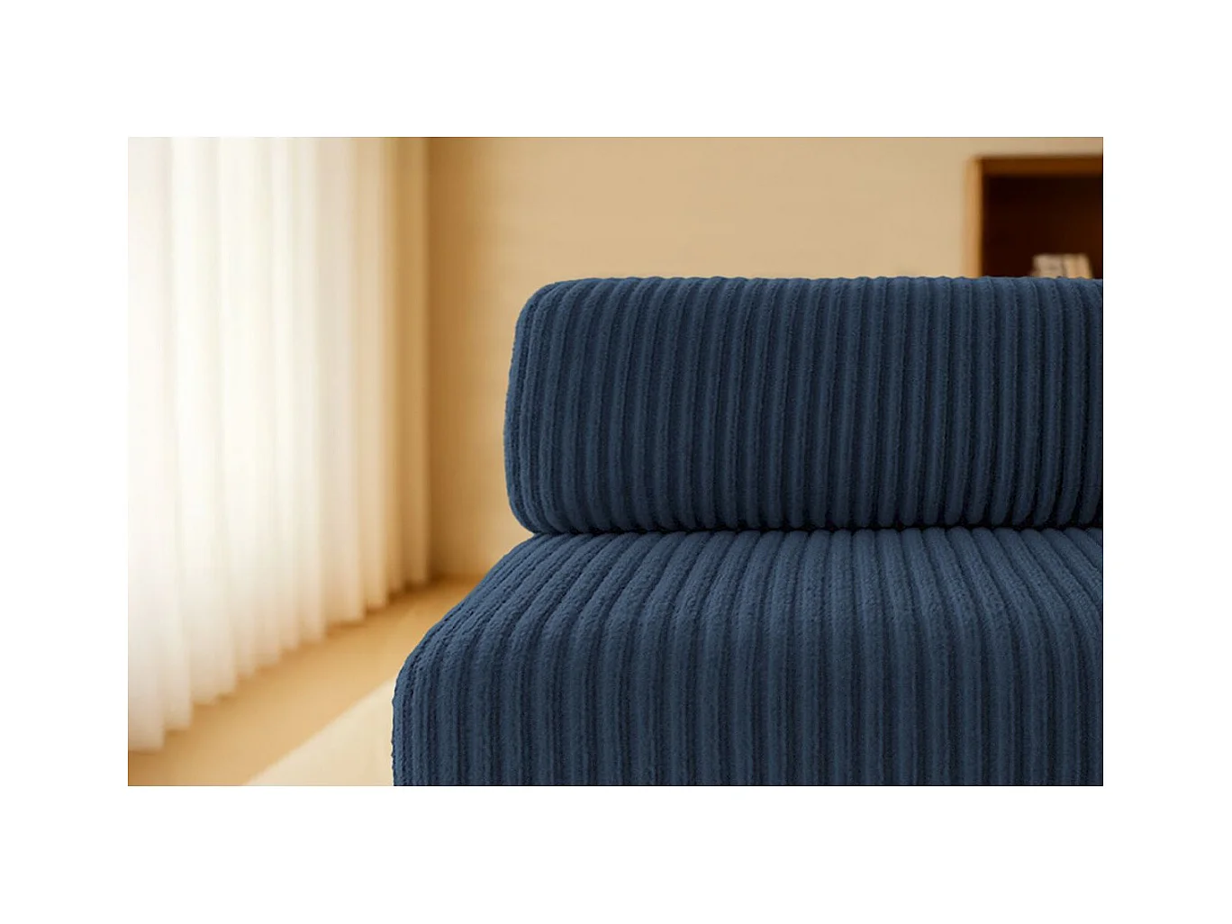 Canapé droit modulable et convertible 3 places - Velours côtelé XL - Bleu