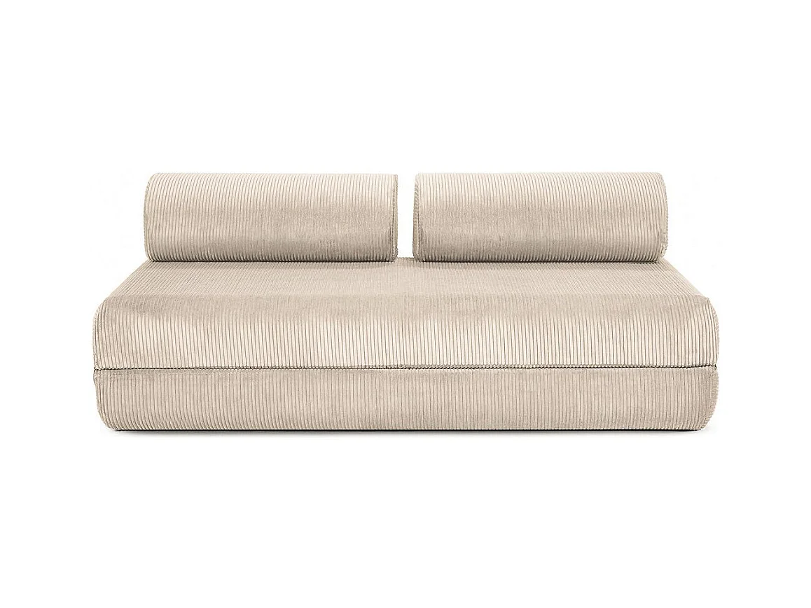 Canapé droit modulable et convertible 3 places - Velours côtelé - Beige