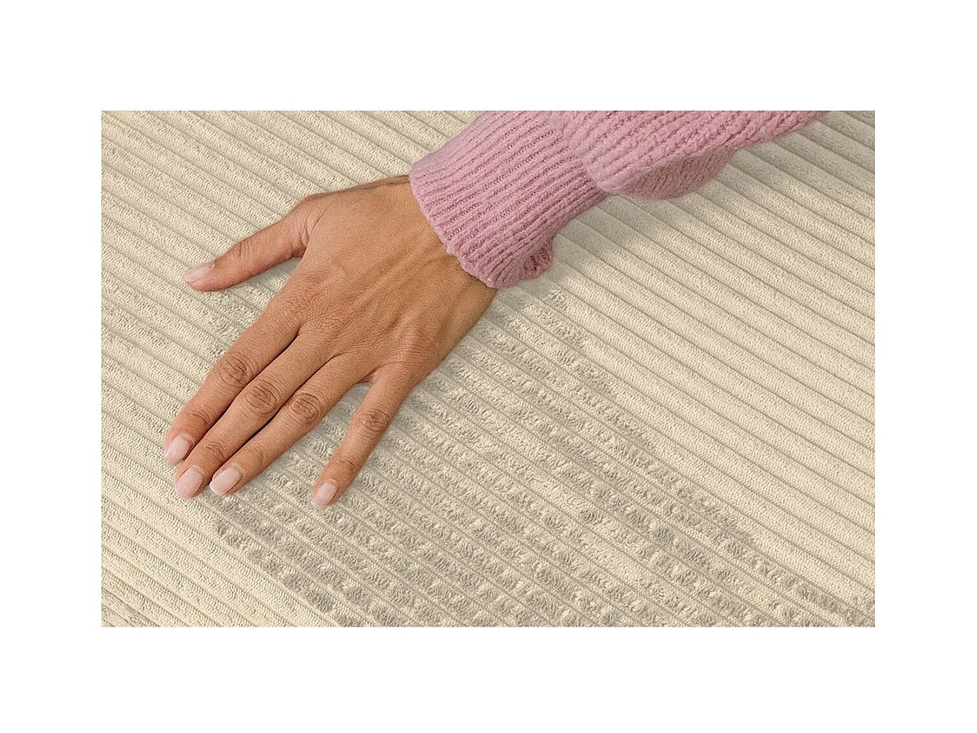 Canapé droit modulable et convertible 3 places - Velours côtelé - Beige