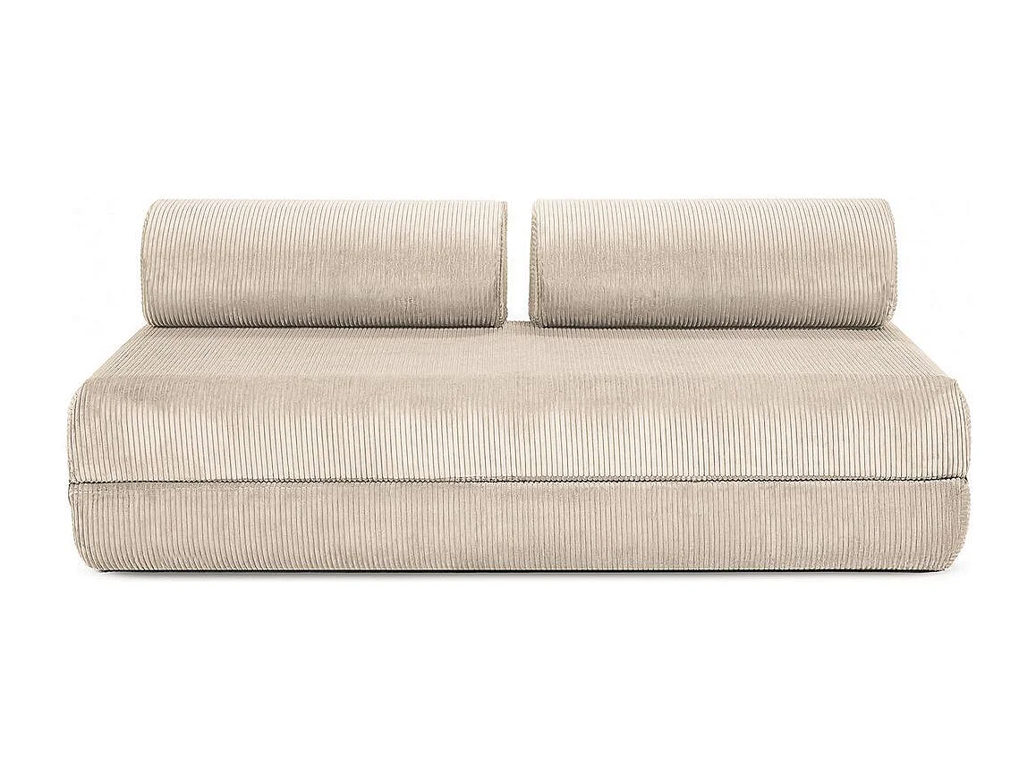 Canapé droit modulable et convertible 3 places - Velours côtelé - Beige