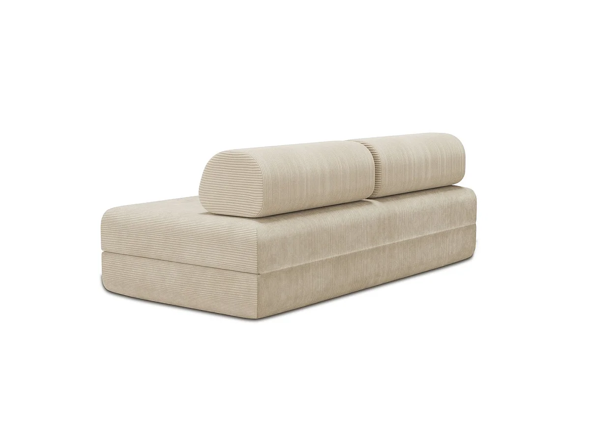 Canapé droit modulable et convertible 3 places - Velours côtelé - Beige
