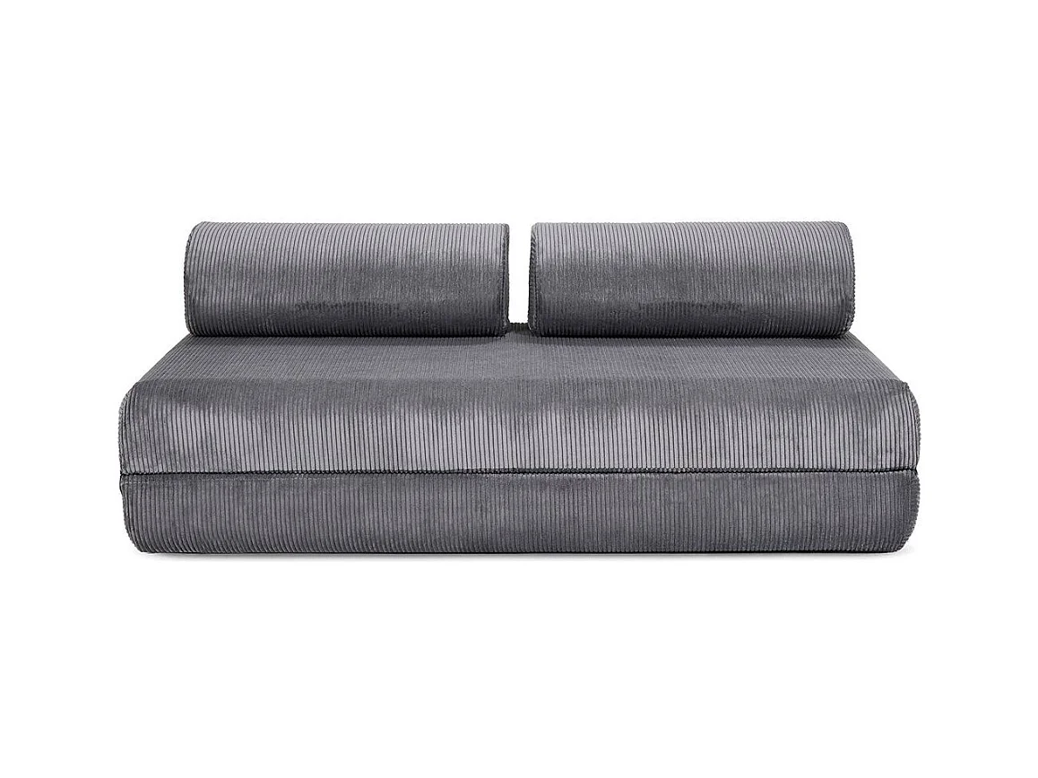 Canapé droit modulable et convertible 3 places - Velours côtelé - Gris