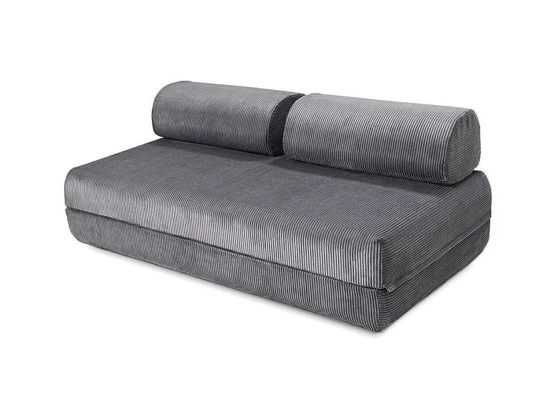 Canapé droit modulable et convertible 3 places - Velours côtelé - Gris