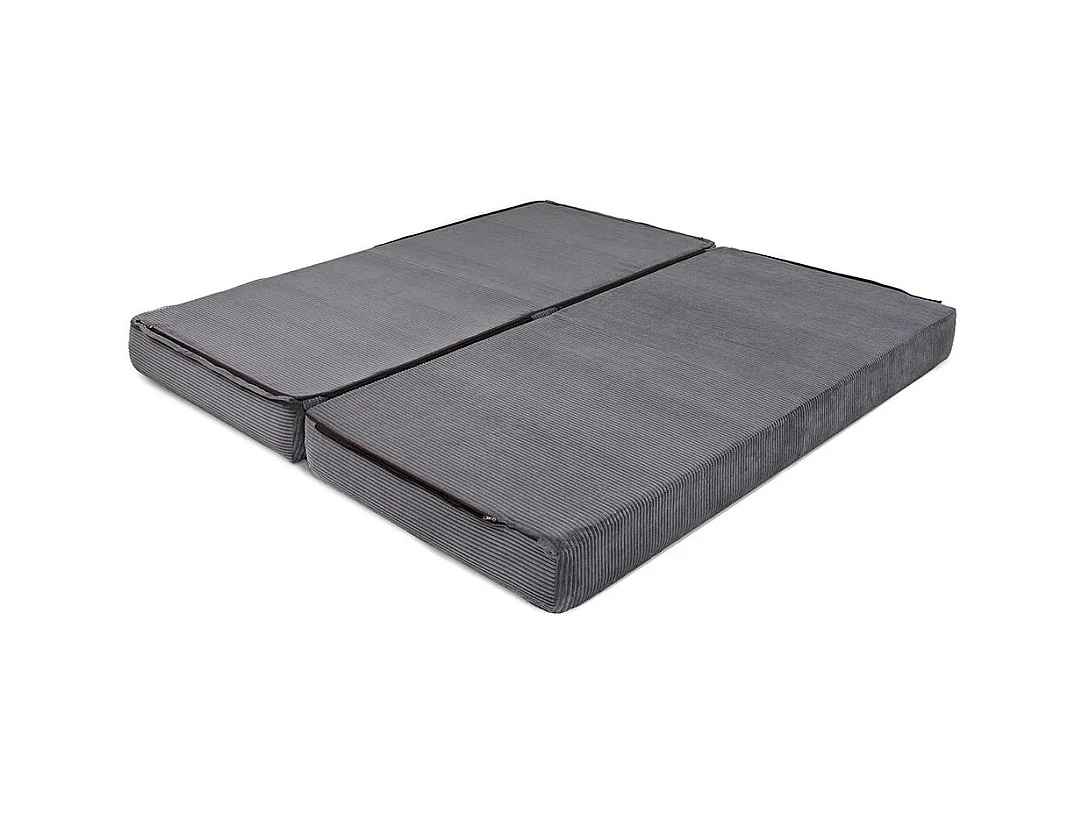 Canapé droit modulable et convertible 3 places - Velours côtelé - Gris