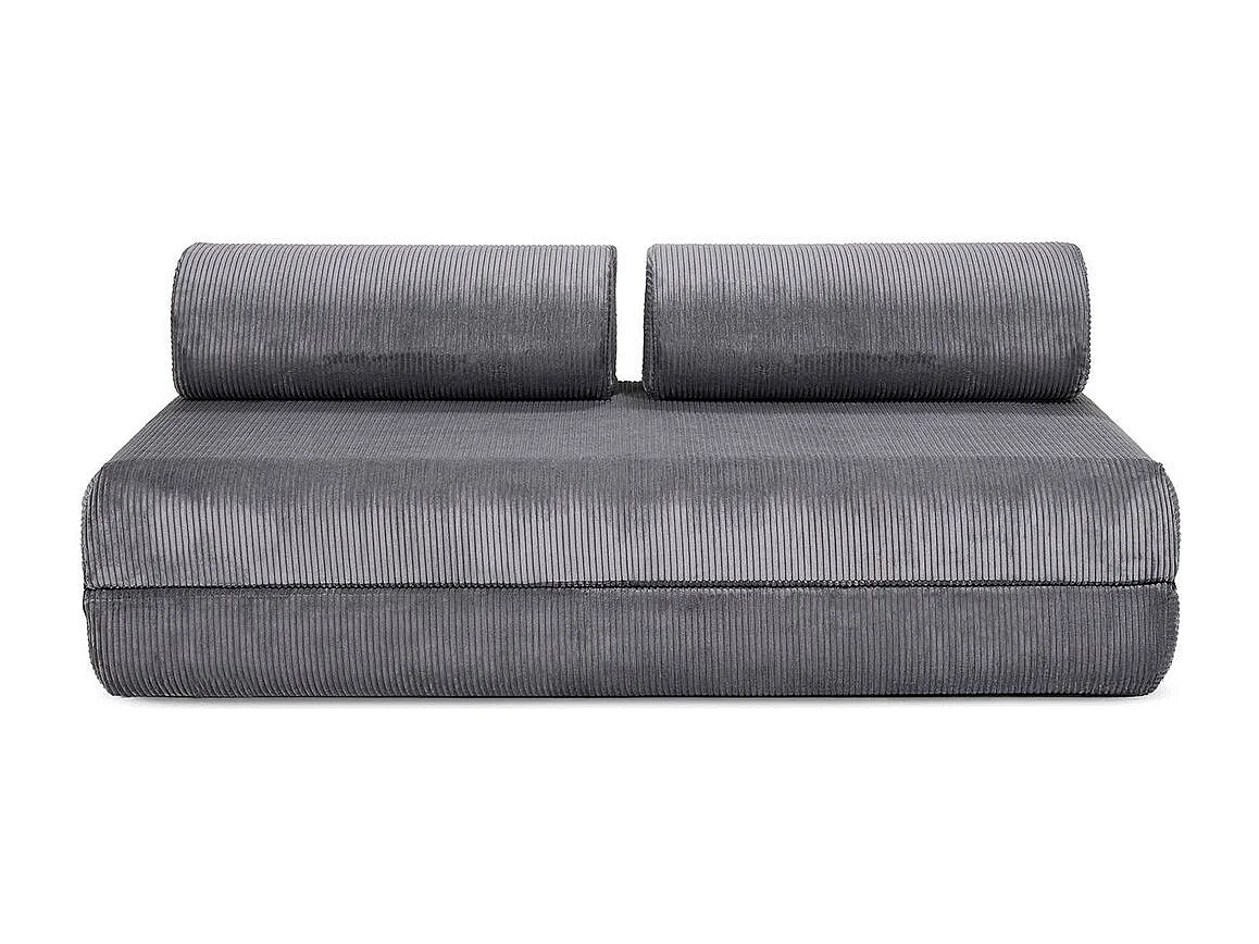 Canapé droit modulable et convertible 3 places - Velours côtelé - Gris