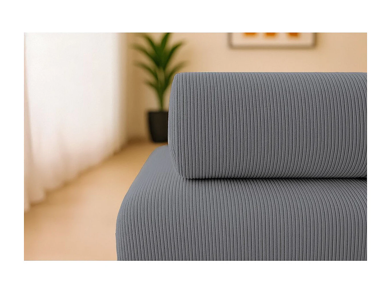 Canapé droit modulable et convertible 3 places - Velours côtelé - Gris