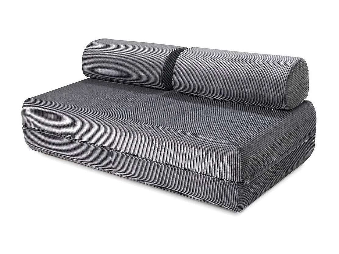 Canapé droit modulable et convertible 3 places - Velours côtelé - Gris
