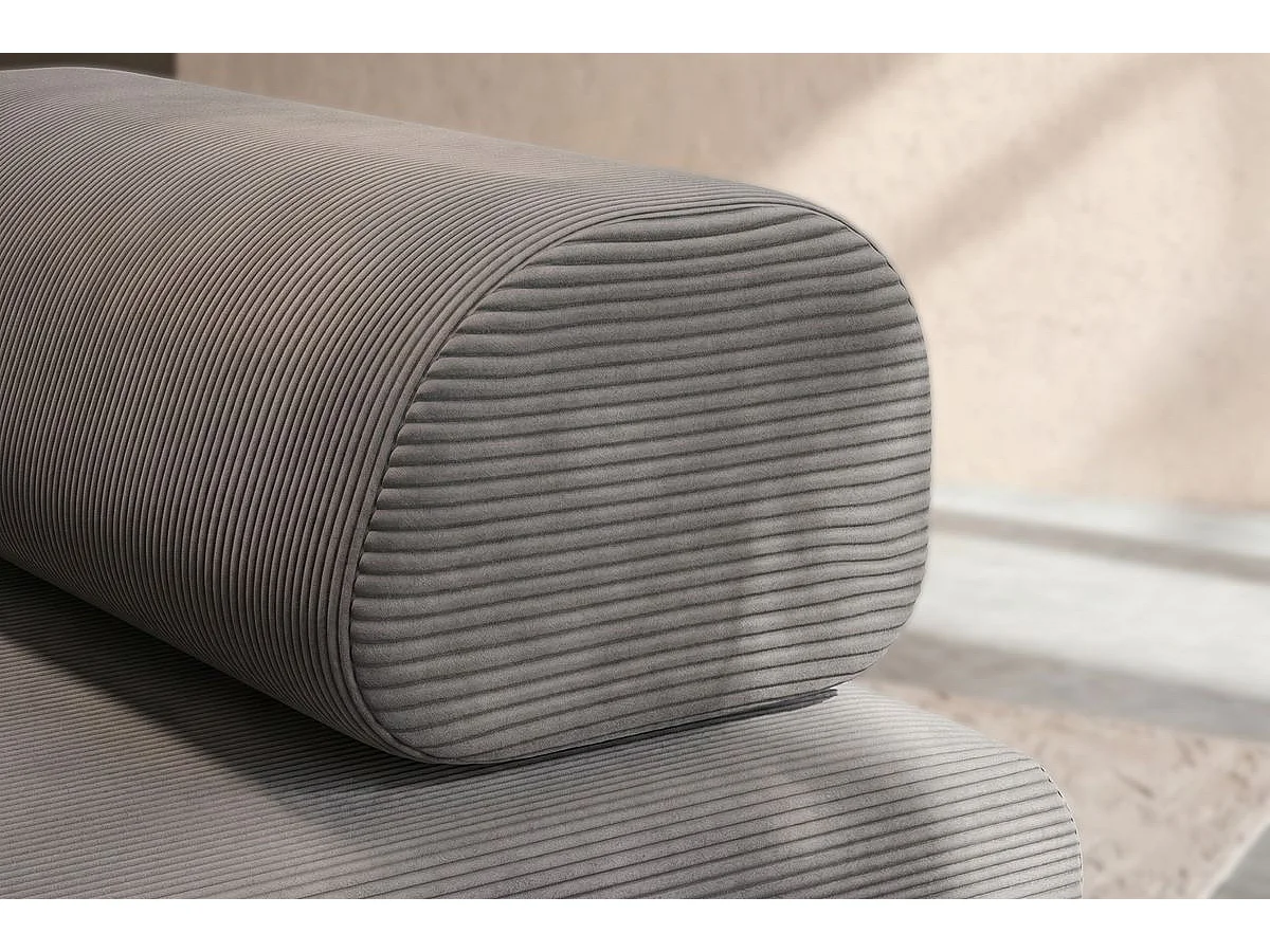 Canapé droit modulable et convertible 3 places - Velours côtelé - Gris