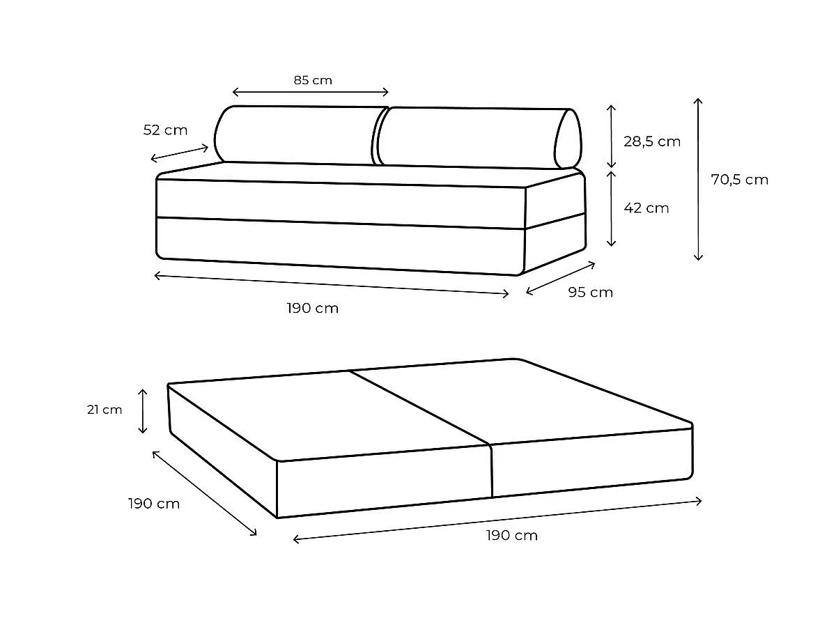 Canapé droit modulable et convertible 3 places - Velours côtelé - Gris