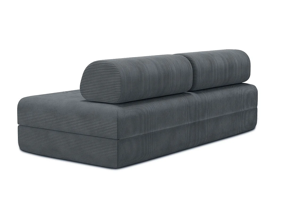 Canapé droit modulable et convertible 3 places - Velours côtelé - Gris