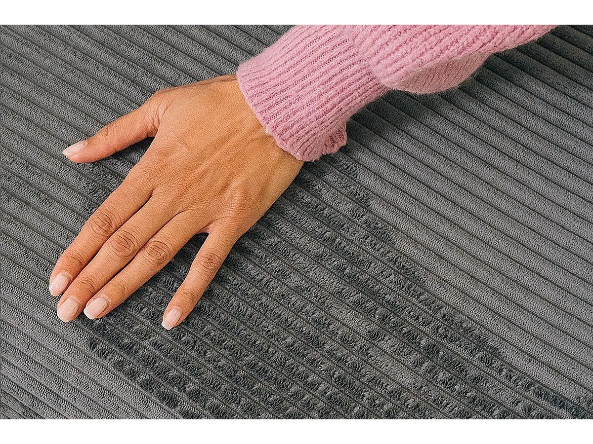 Canapé droit modulable et convertible 3 places - Velours côtelé - Gris