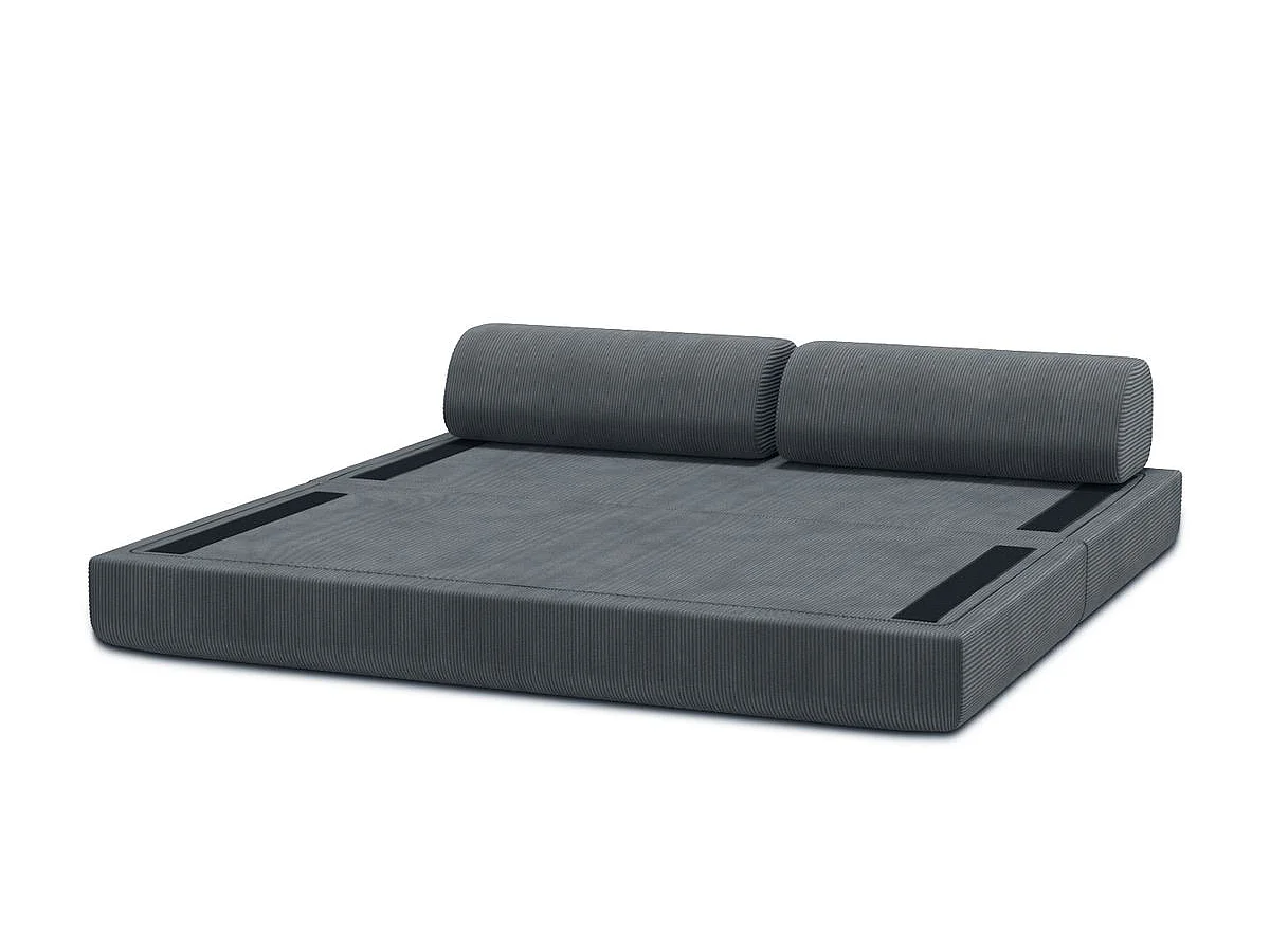 Canapé droit modulable et convertible 3 places - Velours côtelé - Gris
