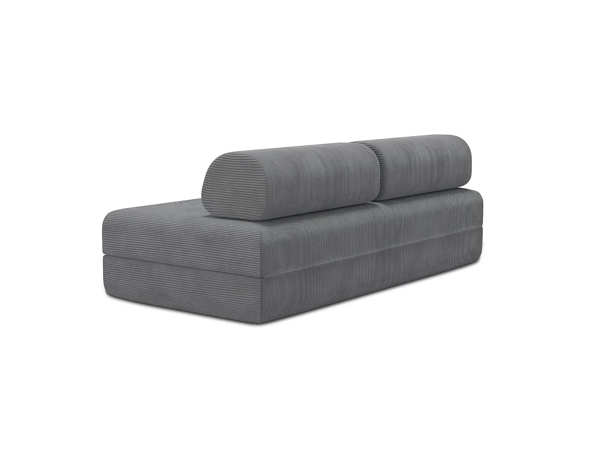 Canapé droit modulable et convertible 3 places - Velours côtelé - Gris