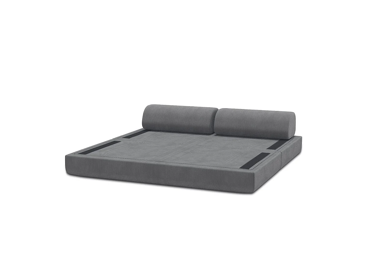 Canapé droit modulable et convertible 3 places - Velours côtelé - Gris