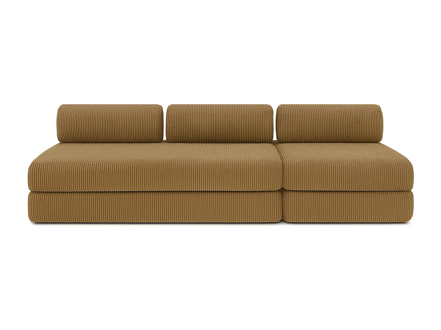 Canapé droit modulable et convertible 4 places - Velours côtelé - Jaune