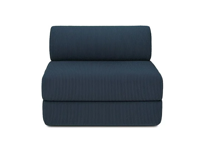 Canapé d'angle modulable et convertible 6 places - Velours côtelé - Bleu