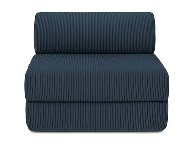 Canapé d'angle modulable et convertible 6 places - Velours côtelé - Bleu