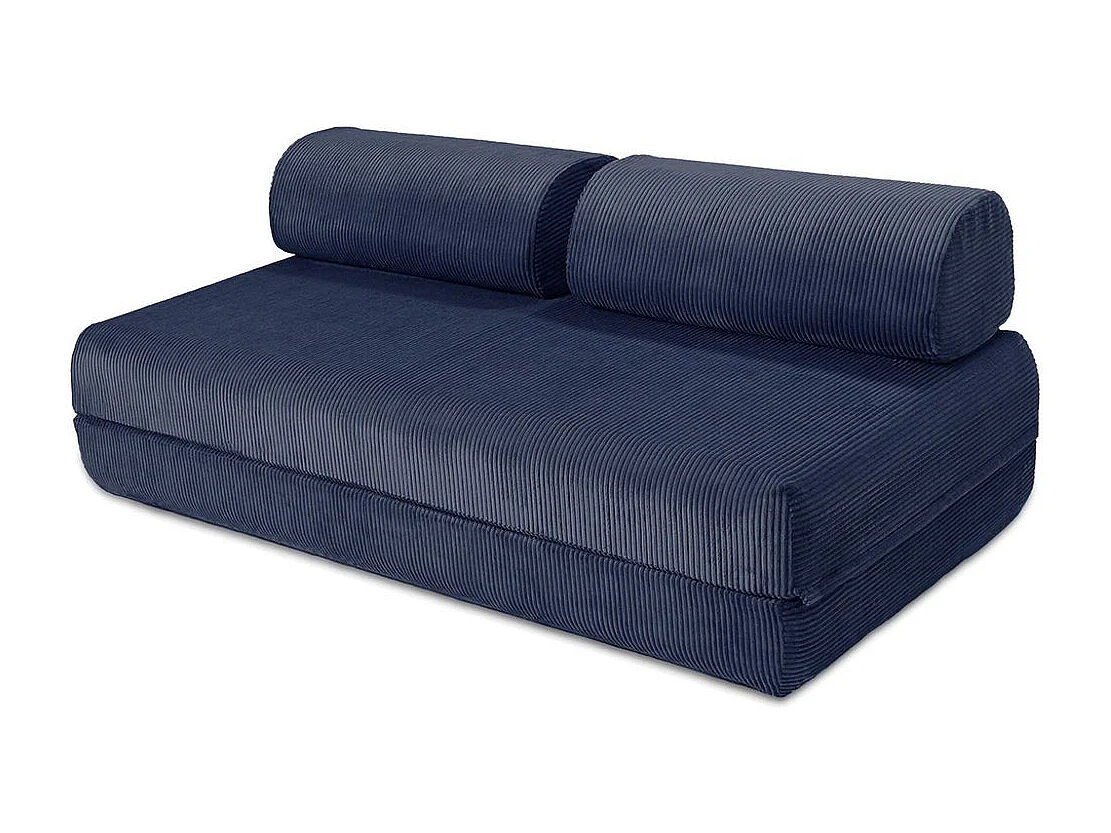 Canapé d'angle modulable et convertible 6 places - Velours côtelé - Bleu