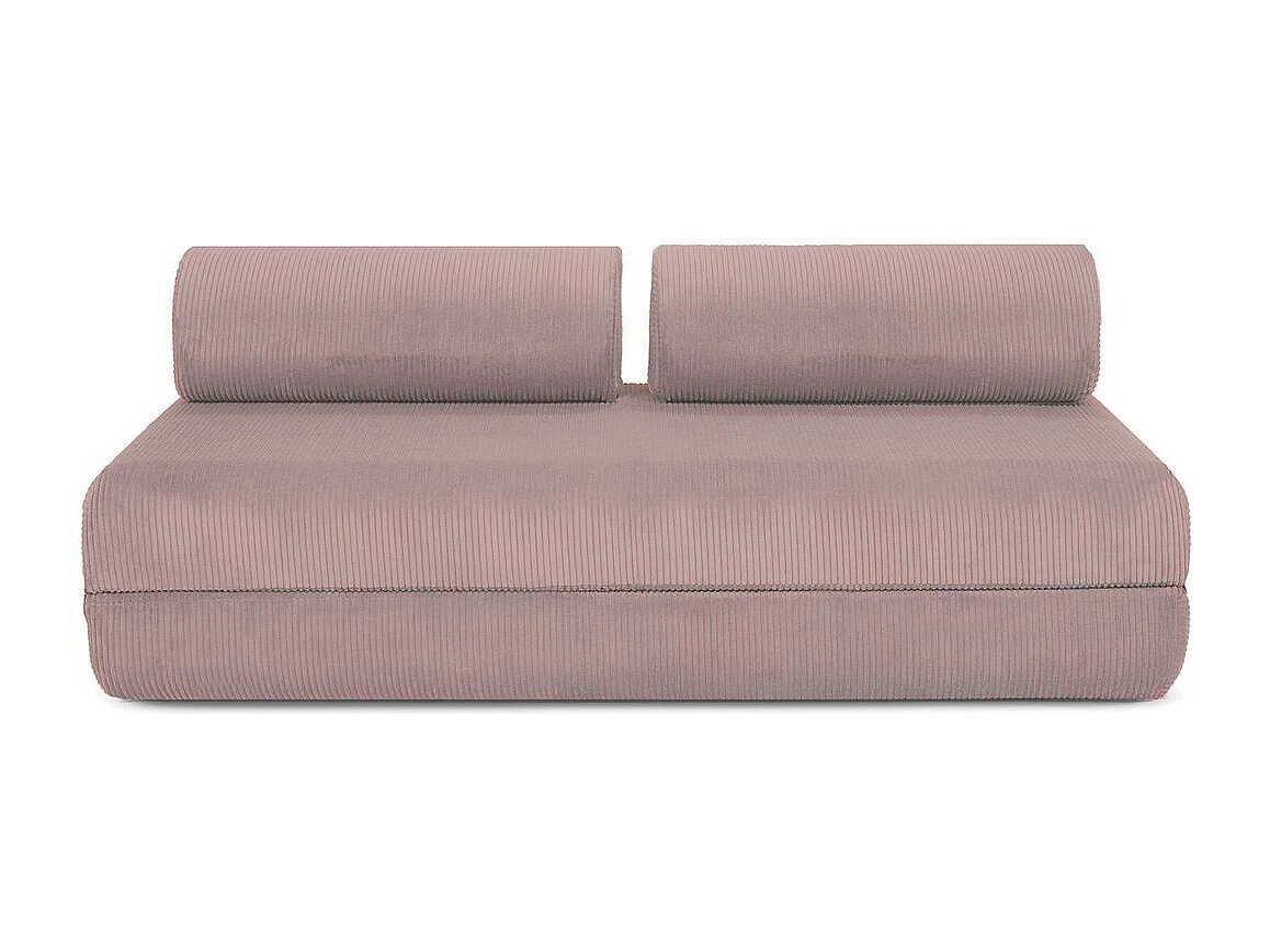 Canapé droit modulable et convertible 3 places - Velours côtelé - Rose pâle