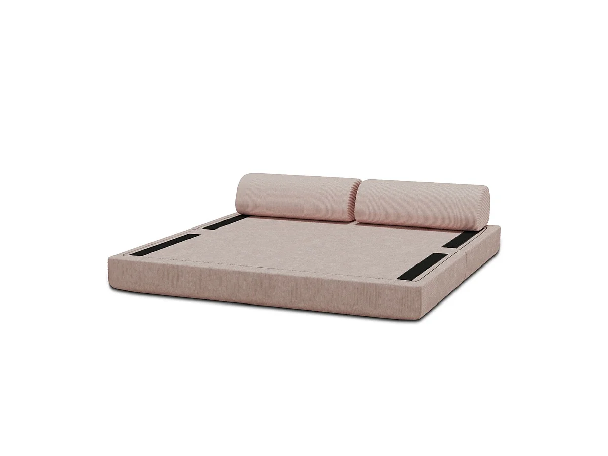 Canapé droit modulable et convertible 3 places - Velours côtelé - Rose pâle