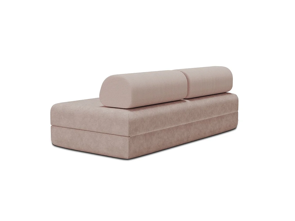 Canapé droit modulable et convertible 3 places - Velours côtelé - Rose pâle