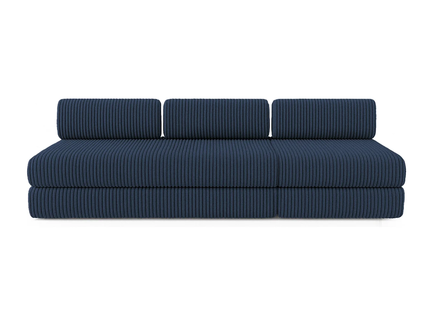 Canapé droit modulable et convertible 4 places - Velours côtelé XL - Bleu