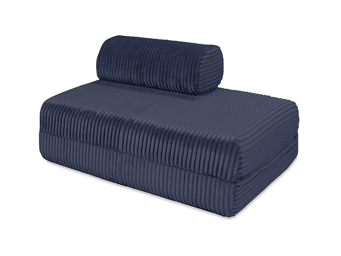 Canapé droit modulable et convertible 5 places - Velours côtelé XL - Bleu