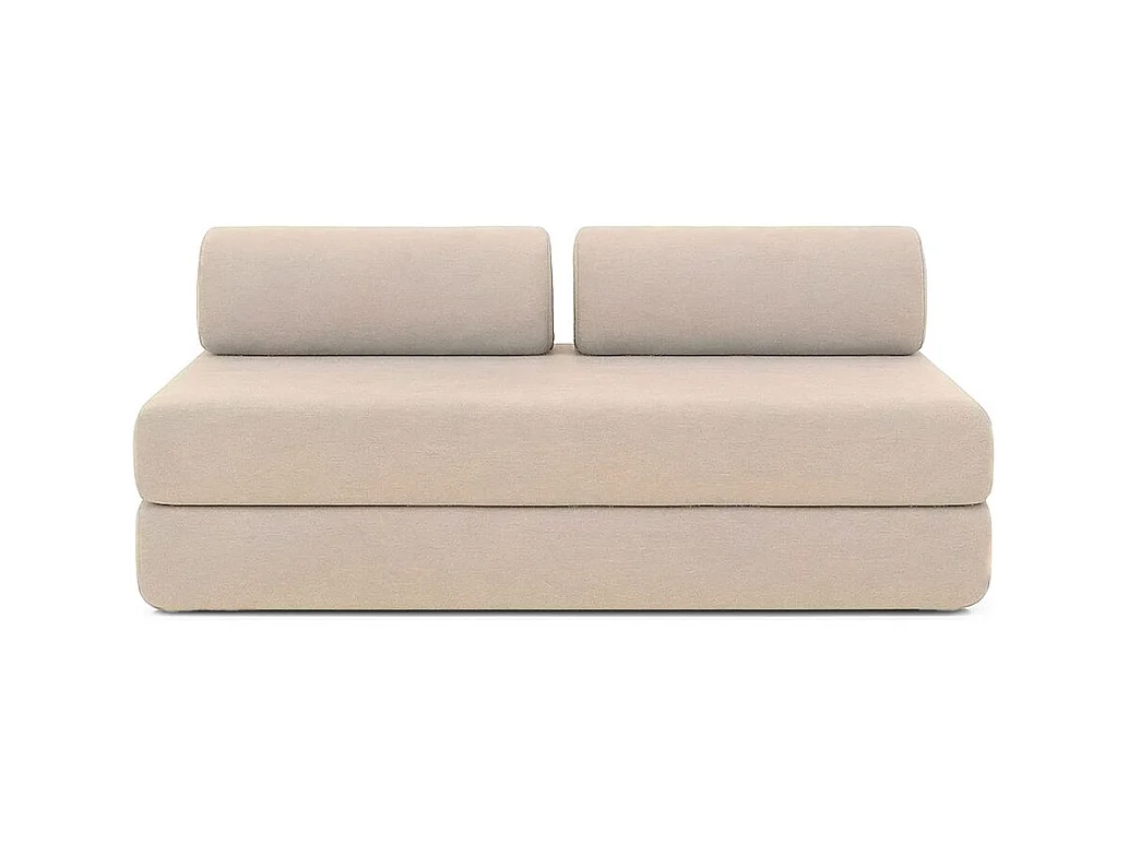 Canapé droit modulable et convertible 5 places - Tissu lisse - Beige