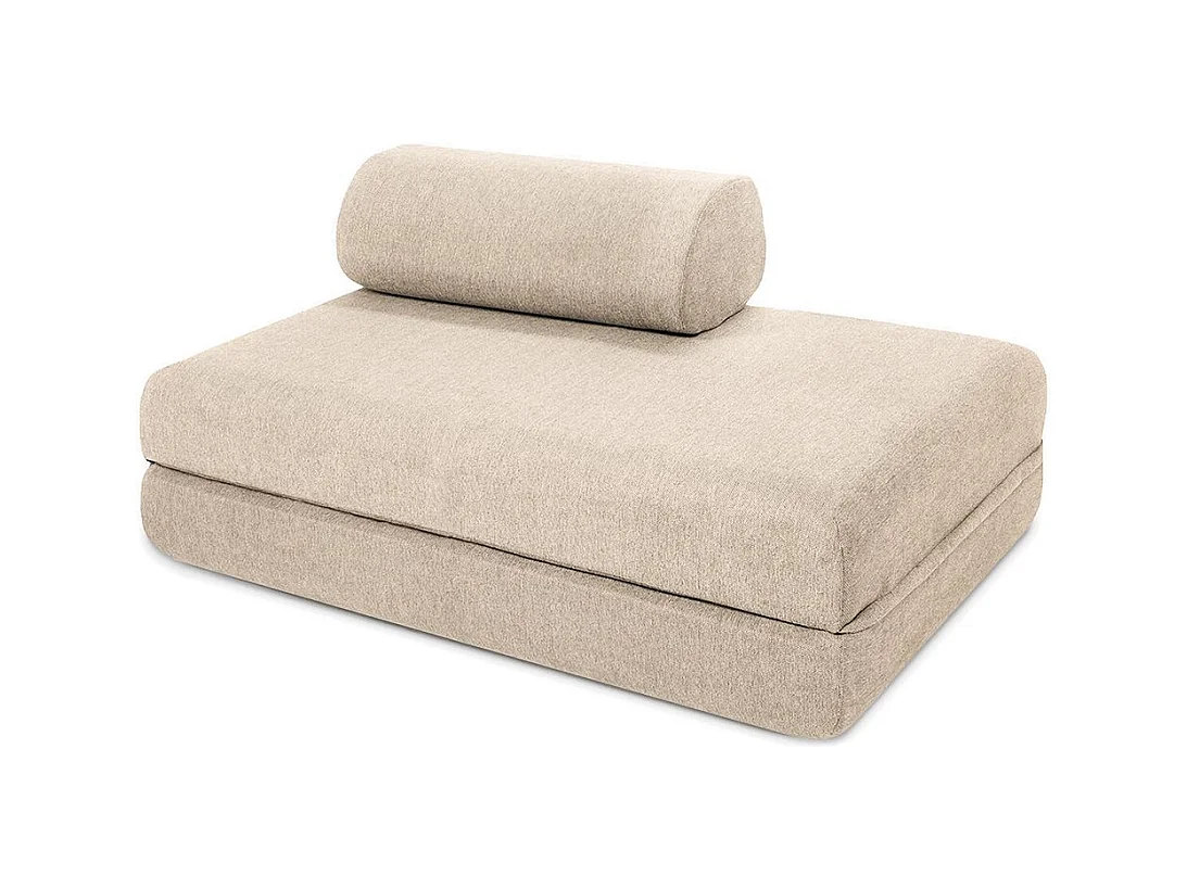 Canapé droit modulable et convertible 5 places - Tissu lisse - Beige